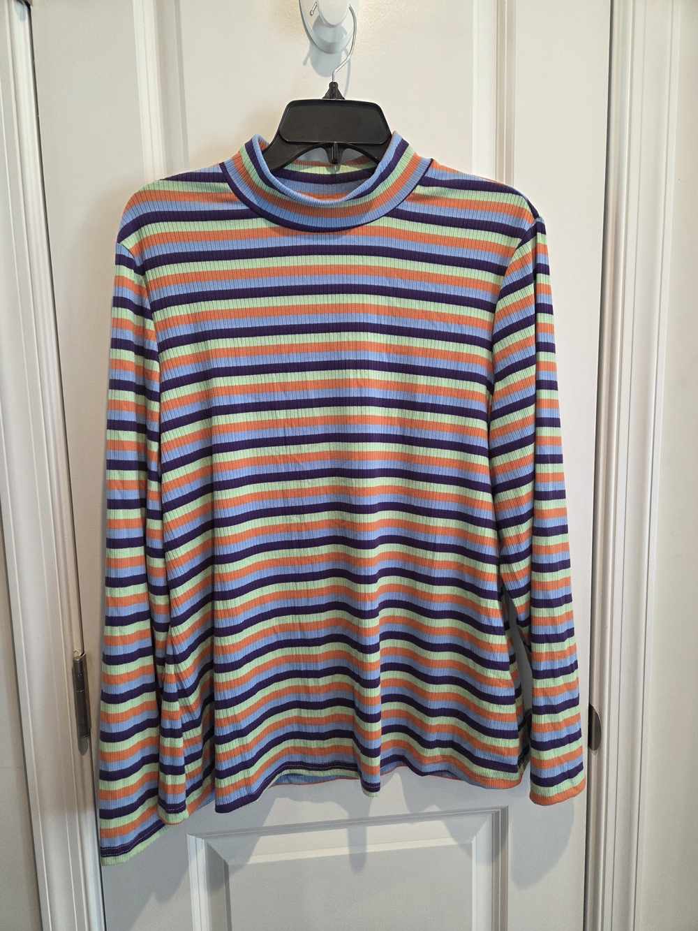 NWT Striped Rainbow Long Sleeve Mock Neck Top